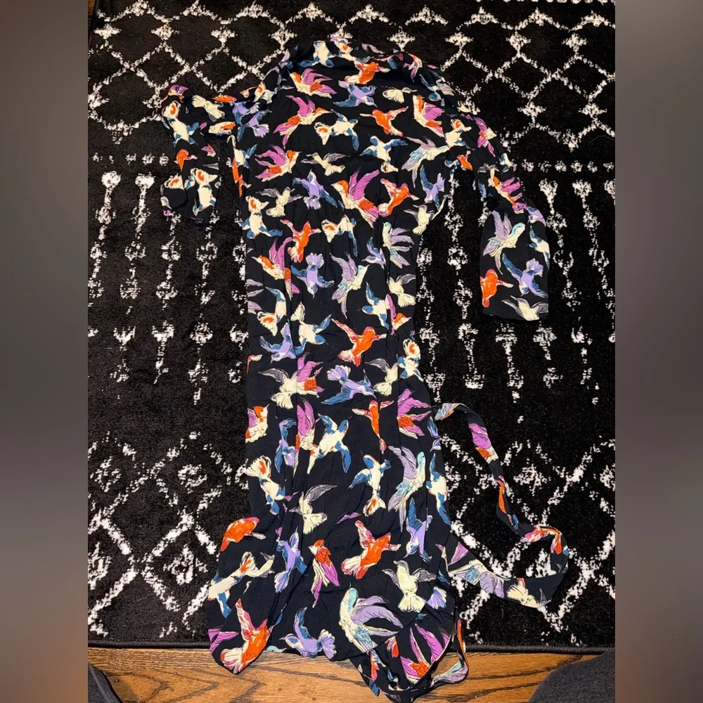 Maeve Anthropology bird Floral Print Women's Dress 6 - Picture 2 of 5